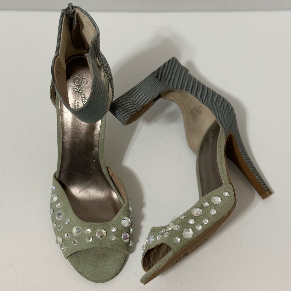 Seychelles Sea Foam Leather Ankle Strap Stiletto Sandals NWOT/NWOB